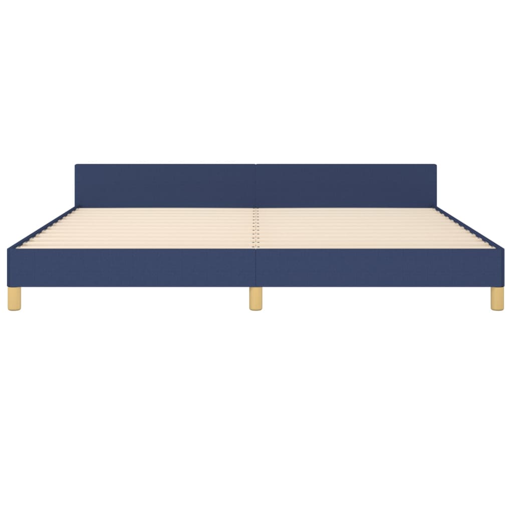 Cadru de pat cu tăblie, albastru, 200x200 cm, textil - Lando
