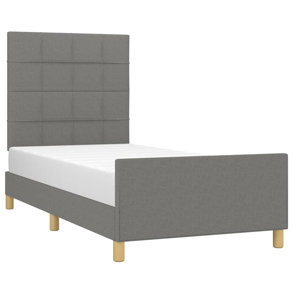 Cadru de pat cu tăblie, gri închis, 80x200 cm, textil - Lando
