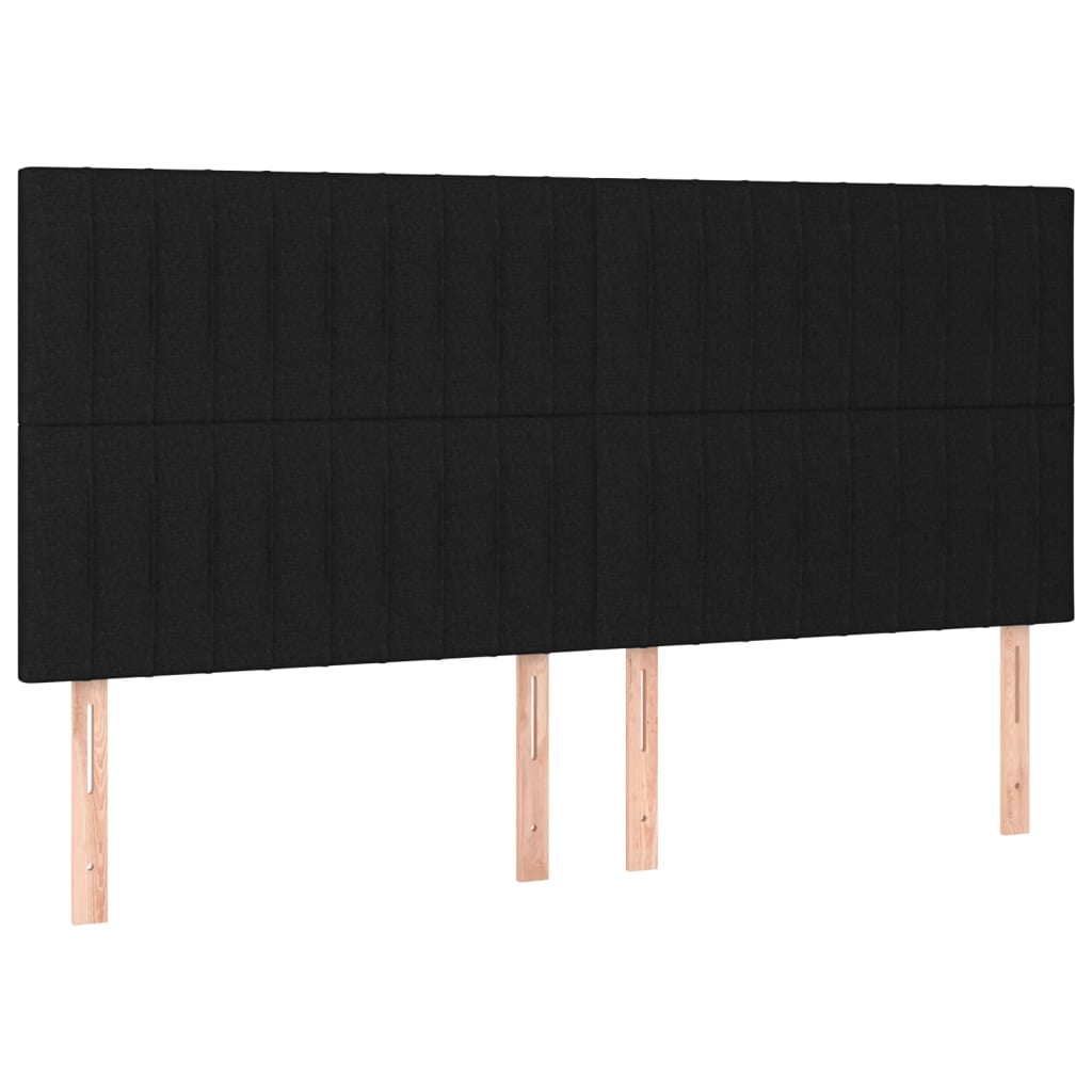 Cadru de pat cu tăblie, negru, 200x200 cm, textil - Lando