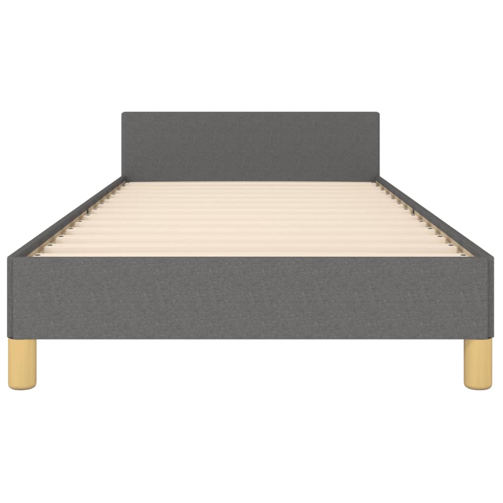 Cadru de pat cu tăblie, gri închis, 90x190 cm, textil - Lando