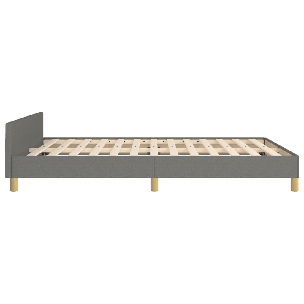 Cadru de pat cu tăblie, gri închis, 140x190 cm, textil - Lando