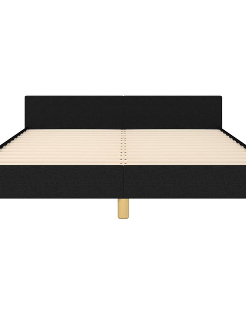 Încărcați imaginea în vizualizatorul Galerie, Cadru de pat cu tăblie, negru, 140x200 cm, textil - Lando
