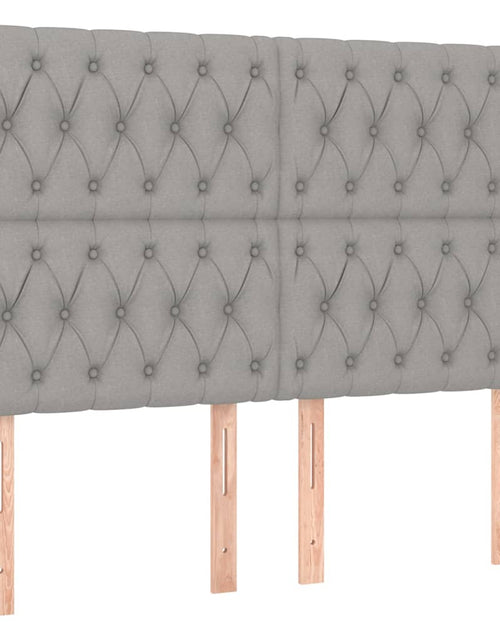 Încărcați imaginea în vizualizatorul Galerie, Cadru de pat cu tăblie, gri deschis, 160x200 cm, textil - Lando
