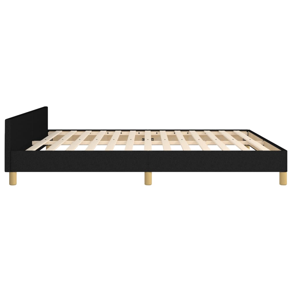 Cadru de pat cu tăblie, negru, 180x200 cm, textil - Lando