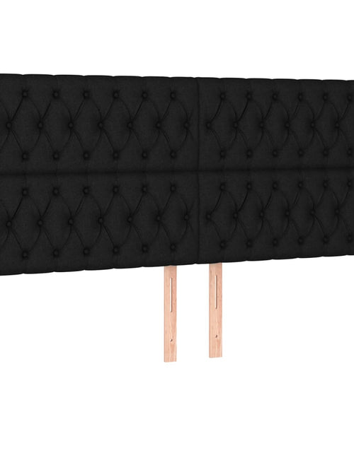 Загрузите изображение в средство просмотра галереи, Cadru de pat cu tăblie, negru, 180x200 cm, textil - Lando
