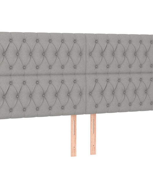 Încărcați imaginea în vizualizatorul Galerie, Cadru de pat cu tăblie, gri deschis, 200x200 cm, textil - Lando
