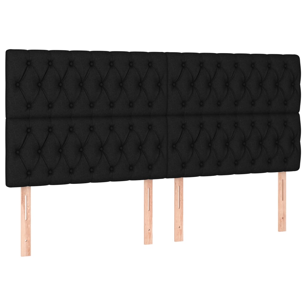 Cadru de pat cu tăblie, negru, 200x200 cm, textil - Lando