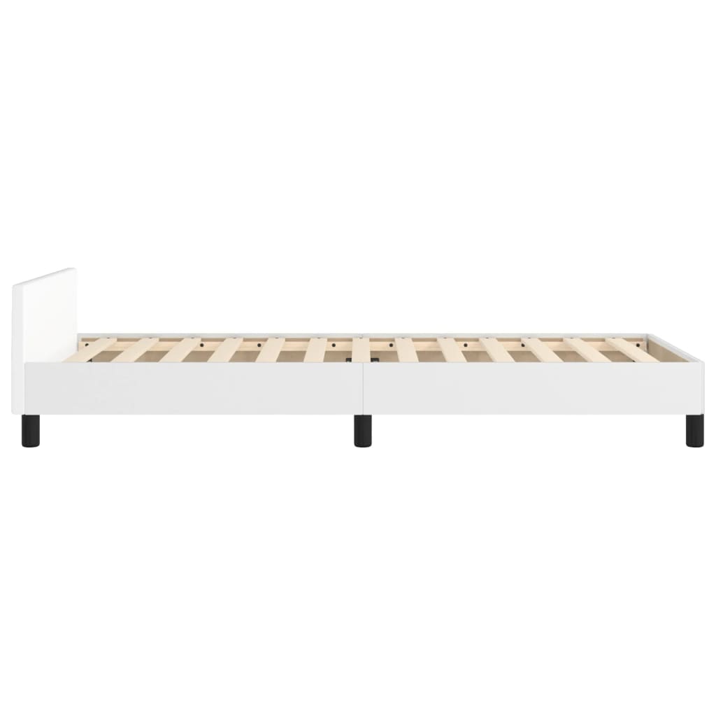 Cadru de pat cu tăblie, alb, 100x200 cm, piele ecologică - Lando