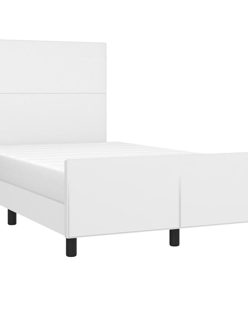 Загрузите изображение в средство просмотра галереи, Cadru de pat cu tăblie, alb, 120x200 cm, piele ecologică - Lando
