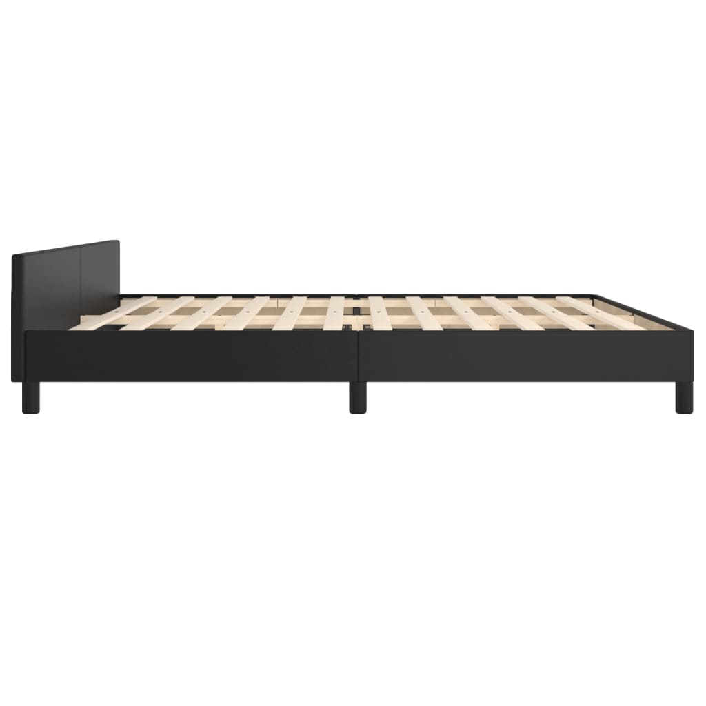 Cadru de pat cu tăblie, negru, 200x200 cm, piele ecologică