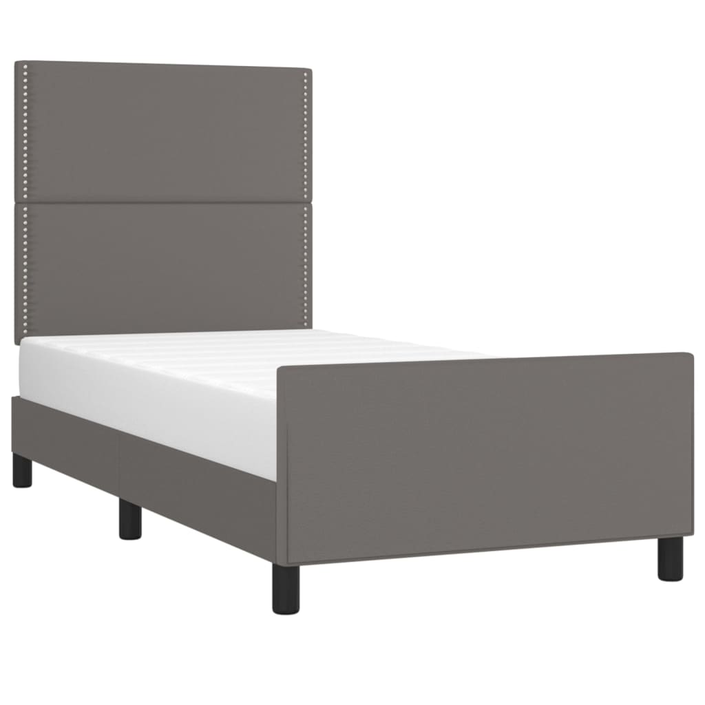 Cadru de pat cu tăblie, gri, 80x200 cm, piele ecologică - Lando
