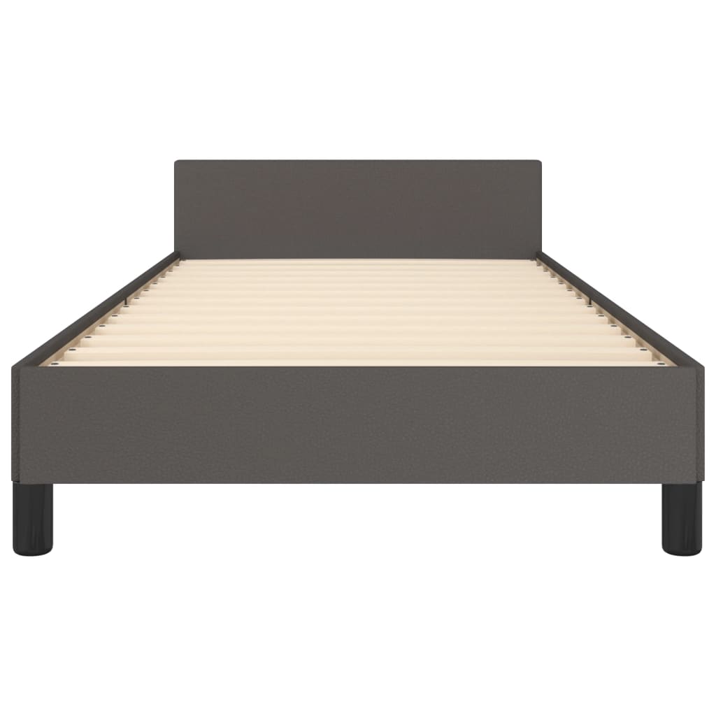 Cadru de pat cu tăblie, gri, 80x200 cm, piele ecologică - Lando