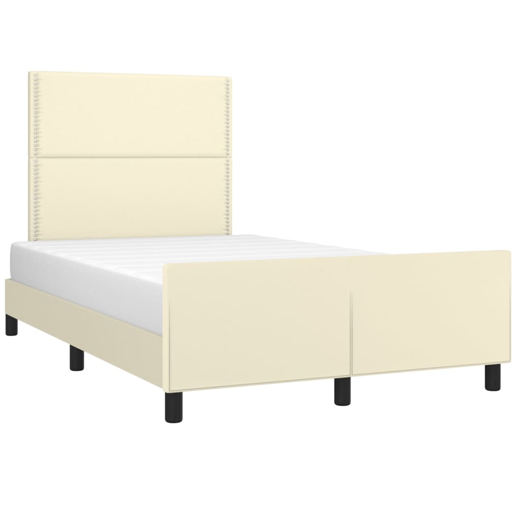 Cadru de pat cu tăblie, crem, 120x200 cm, piele ecologică - Lando