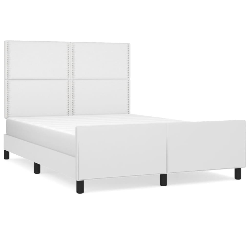 Cadru de pat cu tăblie, alb, 140x200 cm, piele ecologică - Lando