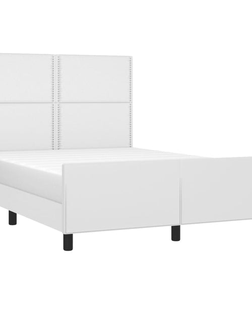 Загрузите изображение в средство просмотра галереи, Cadru de pat cu tăblie, alb, 140x200 cm, piele ecologică - Lando
