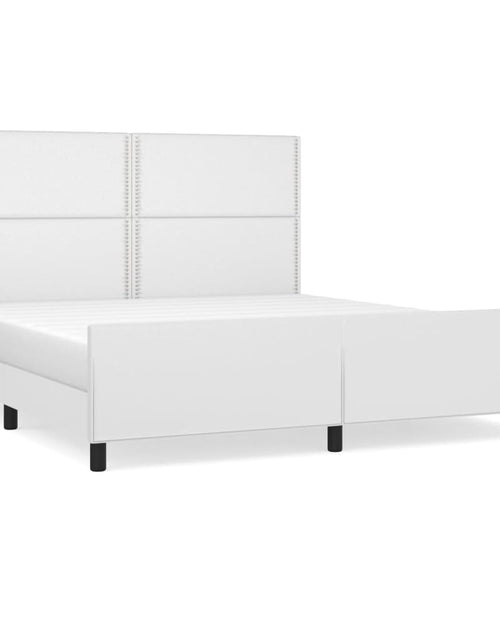 Încărcați imaginea în vizualizatorul Galerie, Cadru de pat cu tăblie, alb, 180x200 cm, piele ecologică - Lando
