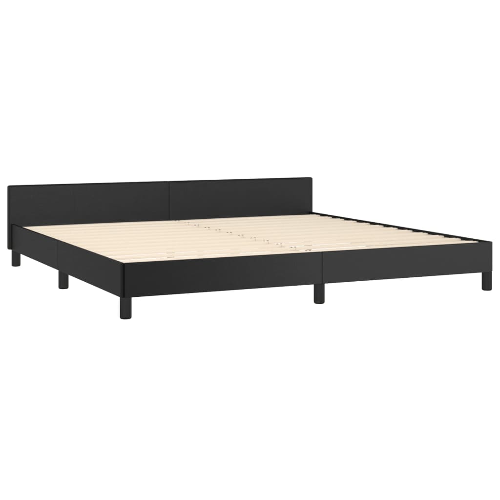 Cadru de pat cu tăblie, negru, 200x200 cm, piele ecologică - Lando