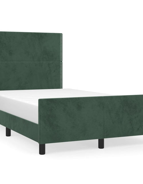 Загрузите изображение в средство просмотра галереи, Cadru de pat cu tăblie, verde închis, 120x200 cm, catifea - Lando
