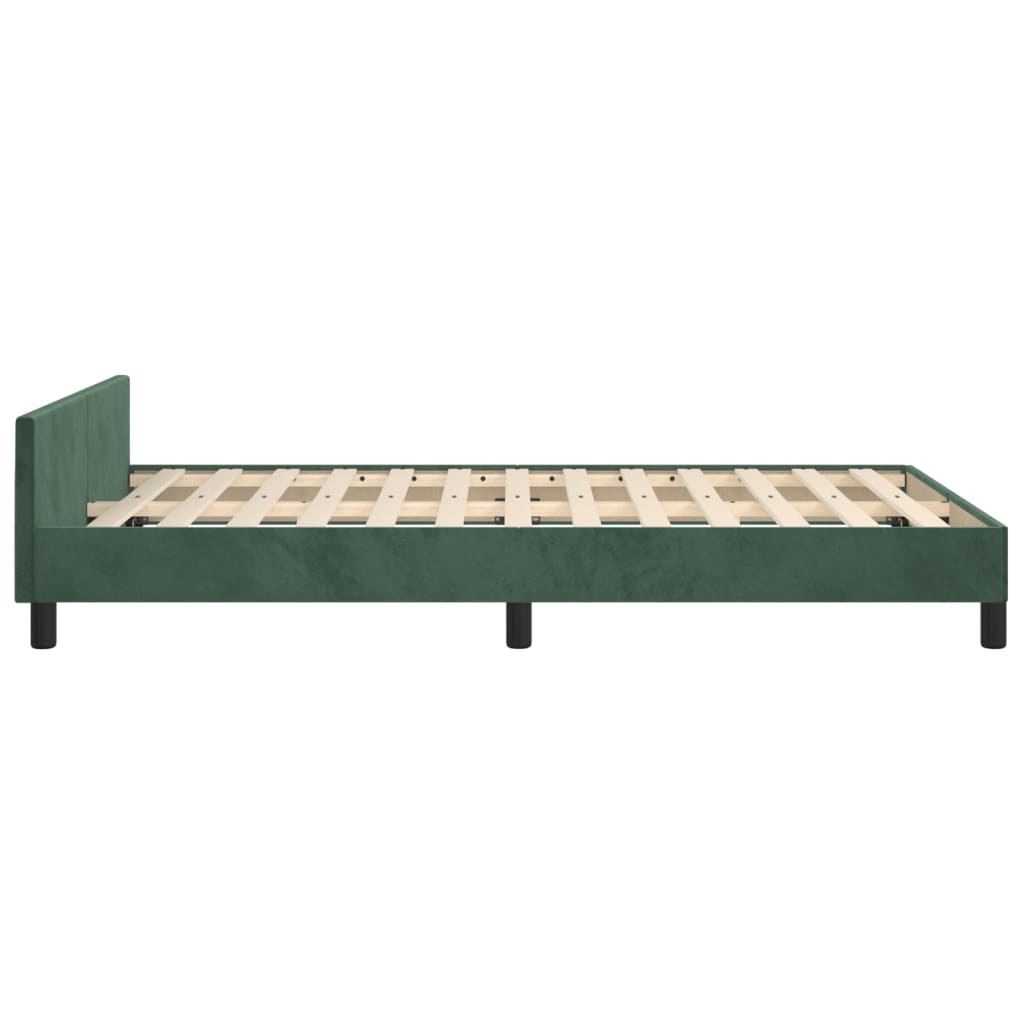 Cadru de pat cu tăblie, verde închis, 120x200 cm, catifea - Lando