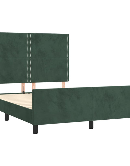 Încărcați imaginea în vizualizatorul Galerie, Cadru de pat cu tăblie, verde închis, 140x200 cm, catifea - Lando
