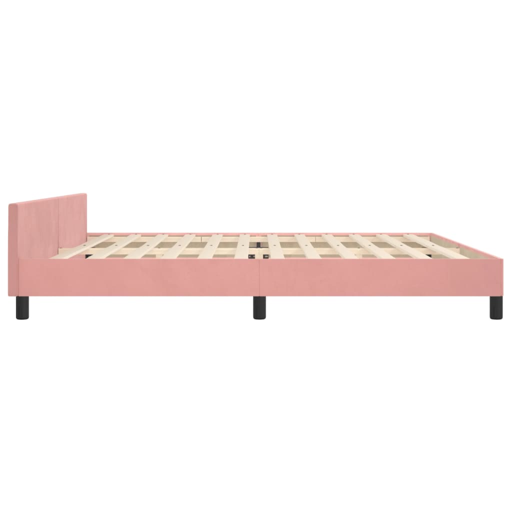 Cadru de pat cu tăblie, roz, 200x200 cm, catifea - Lando