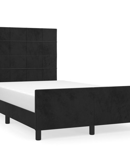 Загрузите изображение в средство просмотра галереи, Cadru de pat cu tăblie, negru, 120x200 cm, catifea - Lando
