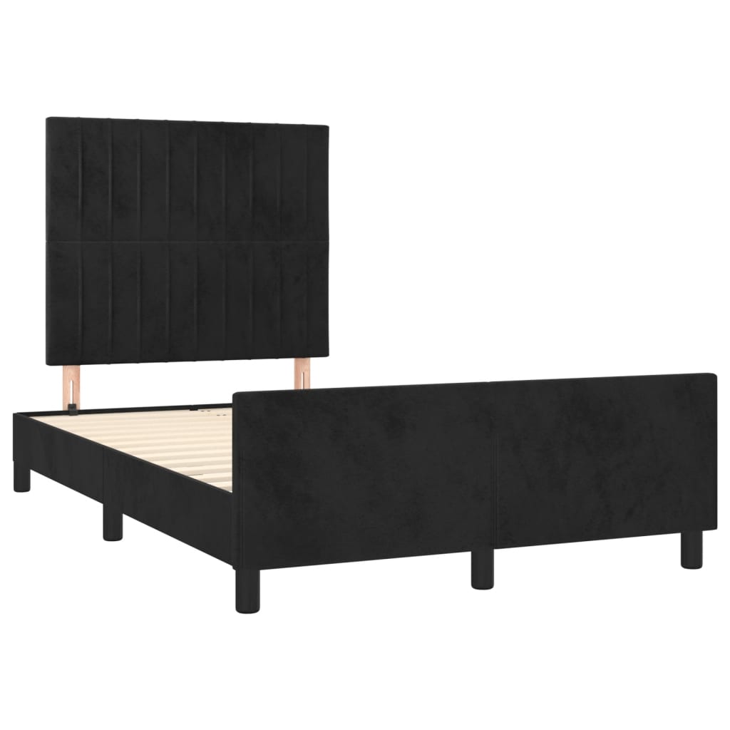 Cadru de pat cu tăblie, negru, 120x200 cm, catifea - Lando