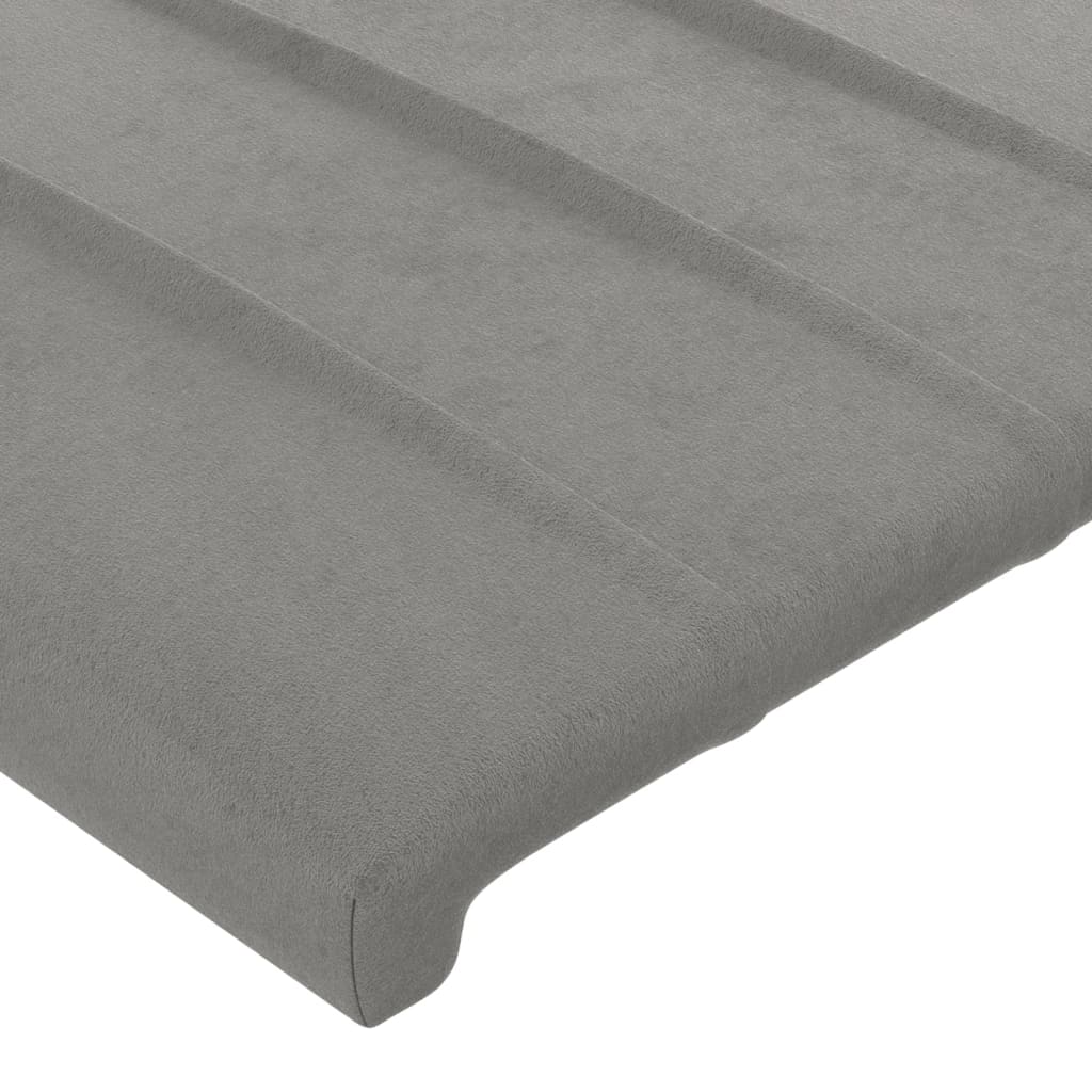 Cadru de pat cu tăblie, gri deschis, 200x200 cm, catifea - Lando