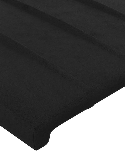 Încărcați imaginea în vizualizatorul Galerie, Cadru de pat cu tăblie, negru, 200x200 cm, catifea - Lando
