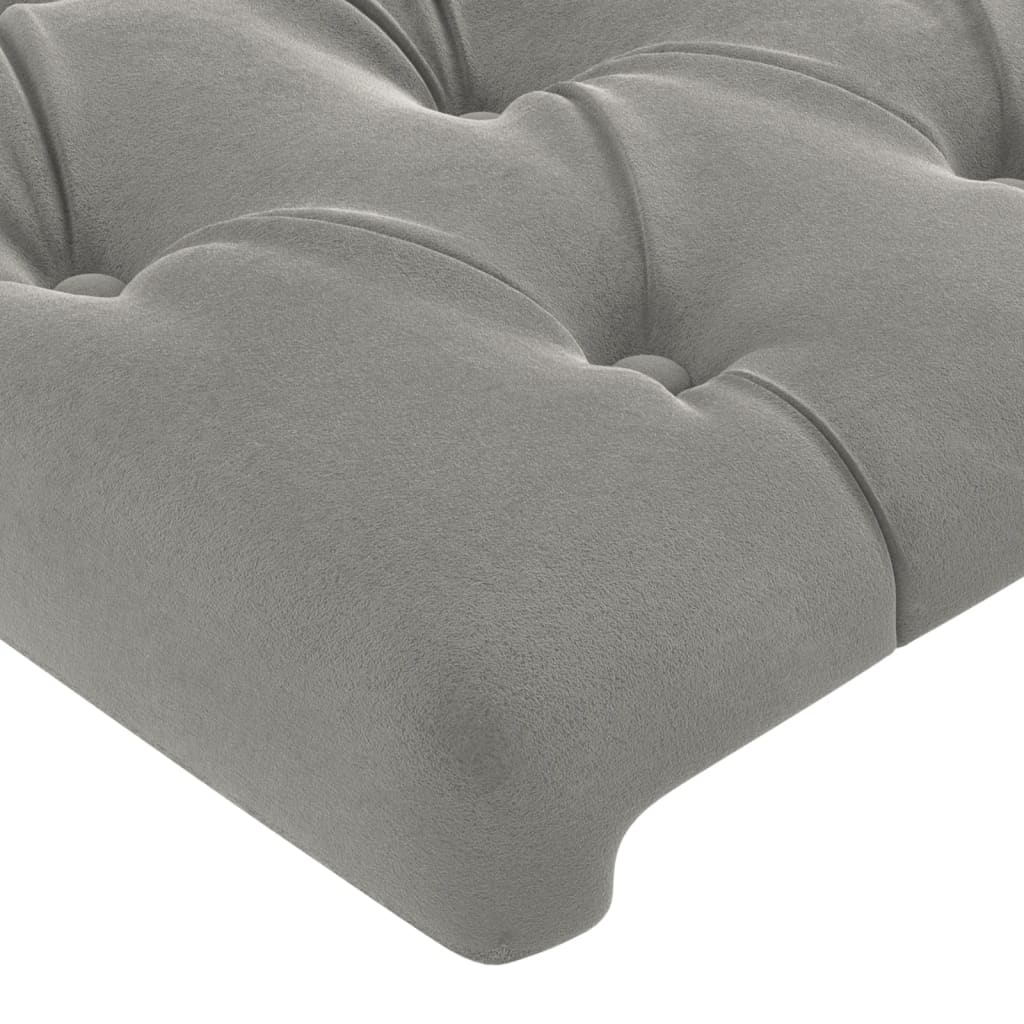 Cadru de pat cu tăblie, gri deschis, 100x200 cm, catifea - Lando