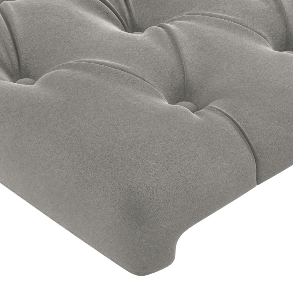 Cadru de pat cu tăblie, gri deschis, 200x200 cm, catifea - Lando