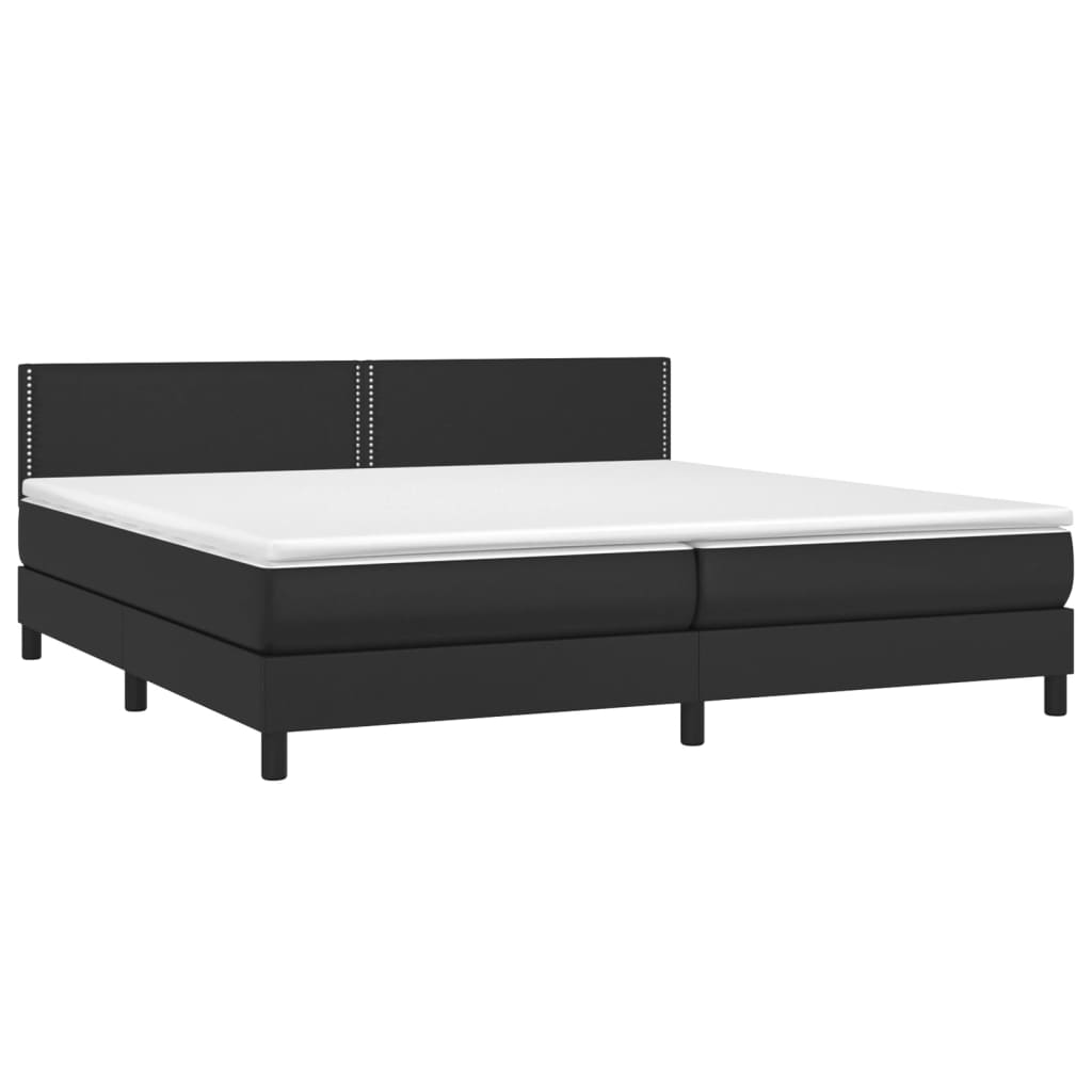 Pat box spring cu saltea, negru, 200x200 cm, piele ecologică - Lando