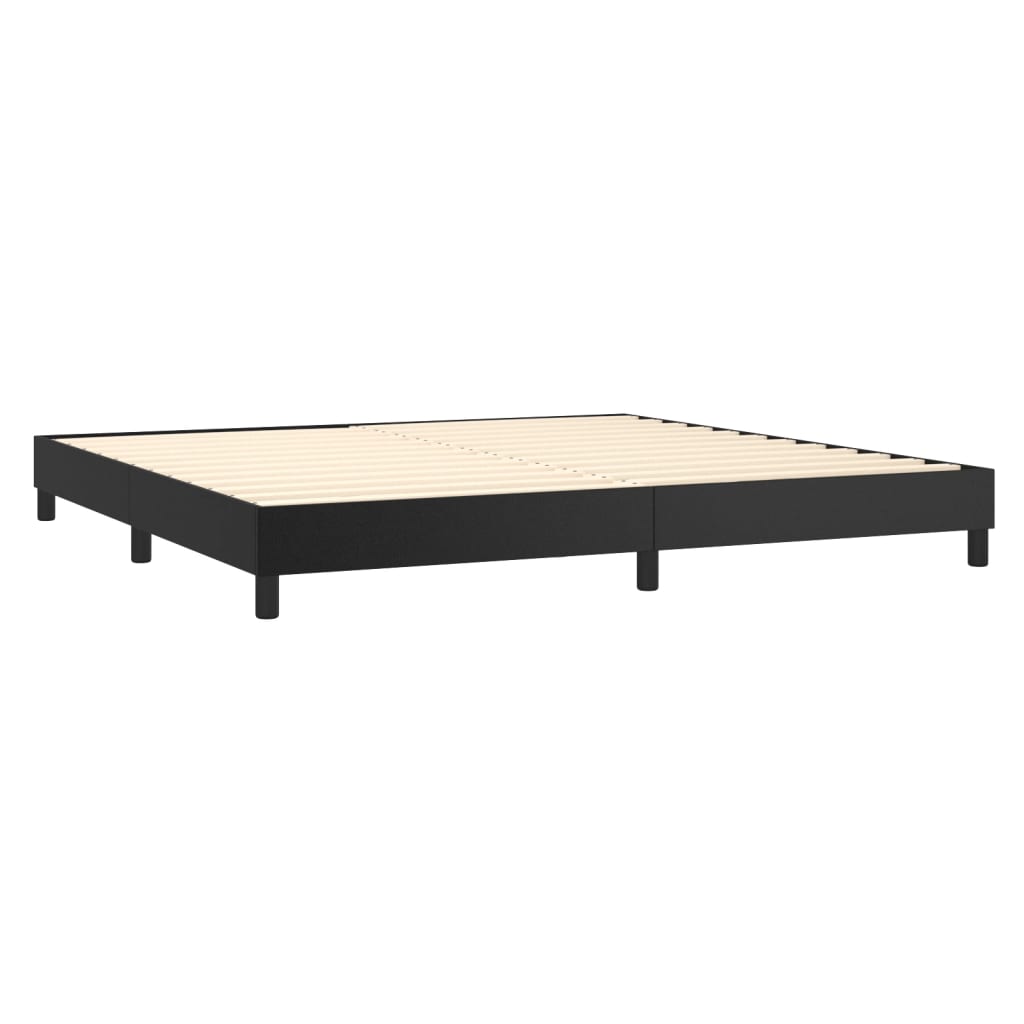 Pat box spring cu saltea, negru, 200x200 cm, piele ecologică - Lando