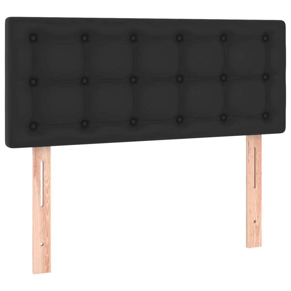 Pat box spring cu saltea, negru, 90x200 cm, piele ecologică - Lando