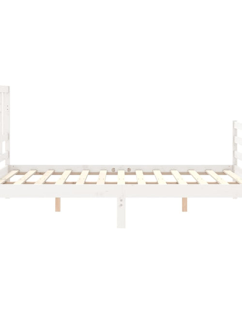 Încărcați imaginea în vizualizatorul Galerie, Cadru de pat cu tăblie, alb, 160x200 cm, lemn masiv - Lando
