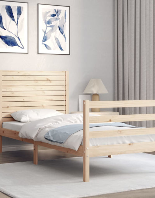Încărcați imaginea în vizualizatorul Galerie, Cadru de pat cu tăblie single, lemn masiv - Lando
