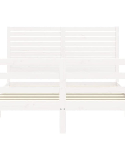 Încărcați imaginea în vizualizatorul Galerie, Cadru de pat cu tăblie, alb, 120x200 cm, lemn masiv - Lando
