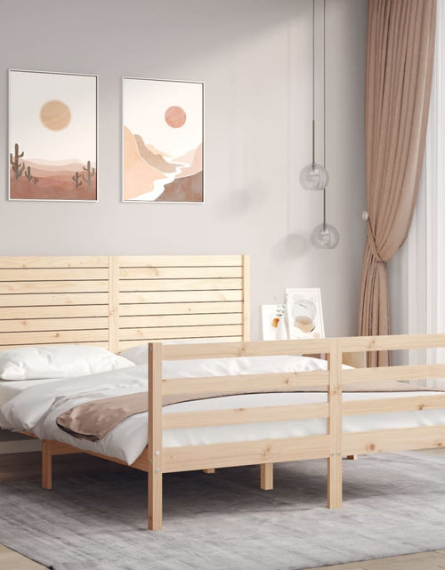Încărcați imaginea în vizualizatorul Galerie, Cadru de pat cu tăblie, king size, lemn masiv - Lando
