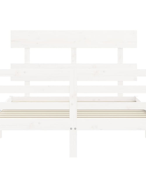 Загрузите изображение в средство просмотра галереи, Cadru de pat cu tăblie, alb, 120x200 cm, lemn masiv - Lando
