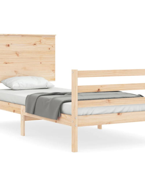 Încărcați imaginea în vizualizatorul Galerie, Cadru de pat cu tăblie single mic, lemn masiv - Lando
