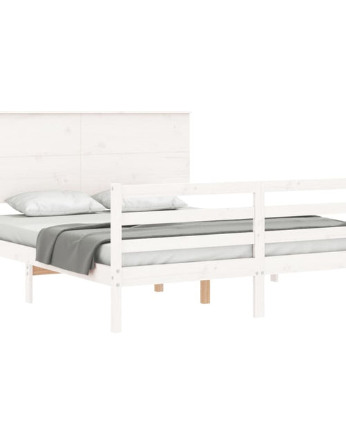 Загрузите изображение в средство просмотра галереи, Cadru de pat cu tăblie, alb, 160x200 cm, lemn masiv - Lando

