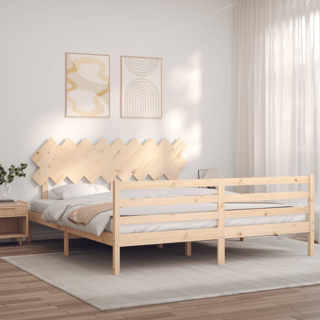 Cadru de pat cu tăblie Super King Size, lemn masiv - Lando