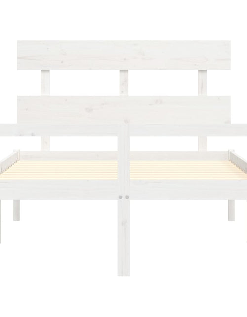 Încărcați imaginea în vizualizatorul Galerie, Cadru de pat cu tăblie, 140x190 cm, alb, lemn masiv - Lando
