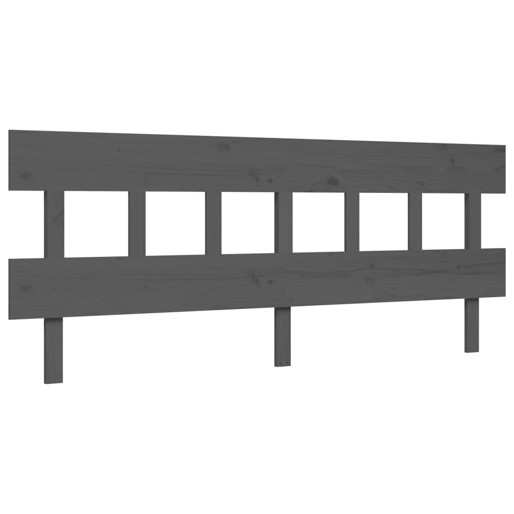 Cadru pat cu tăblie 200x200 cm, gri, lemn masiv - Lando