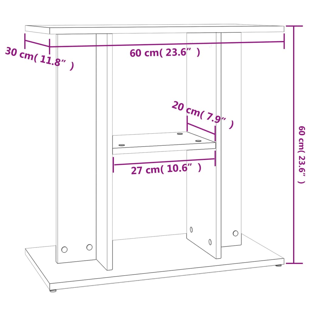 Suport acvariu, alb extralucios, 60x30x60 cm, lemn prelucrat - Lando