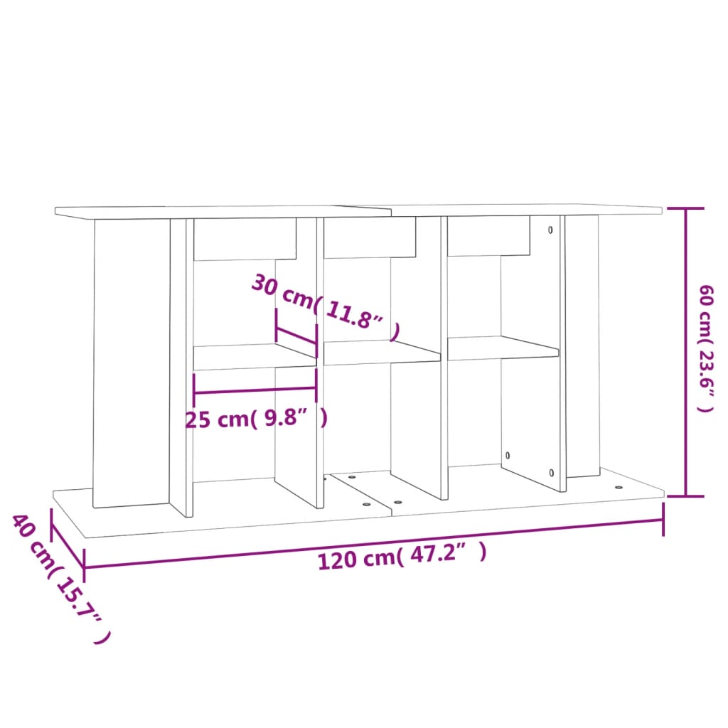 Suport acvariu, alb extralucios, 120x40x60 cm, lemn prelucrat - Lando