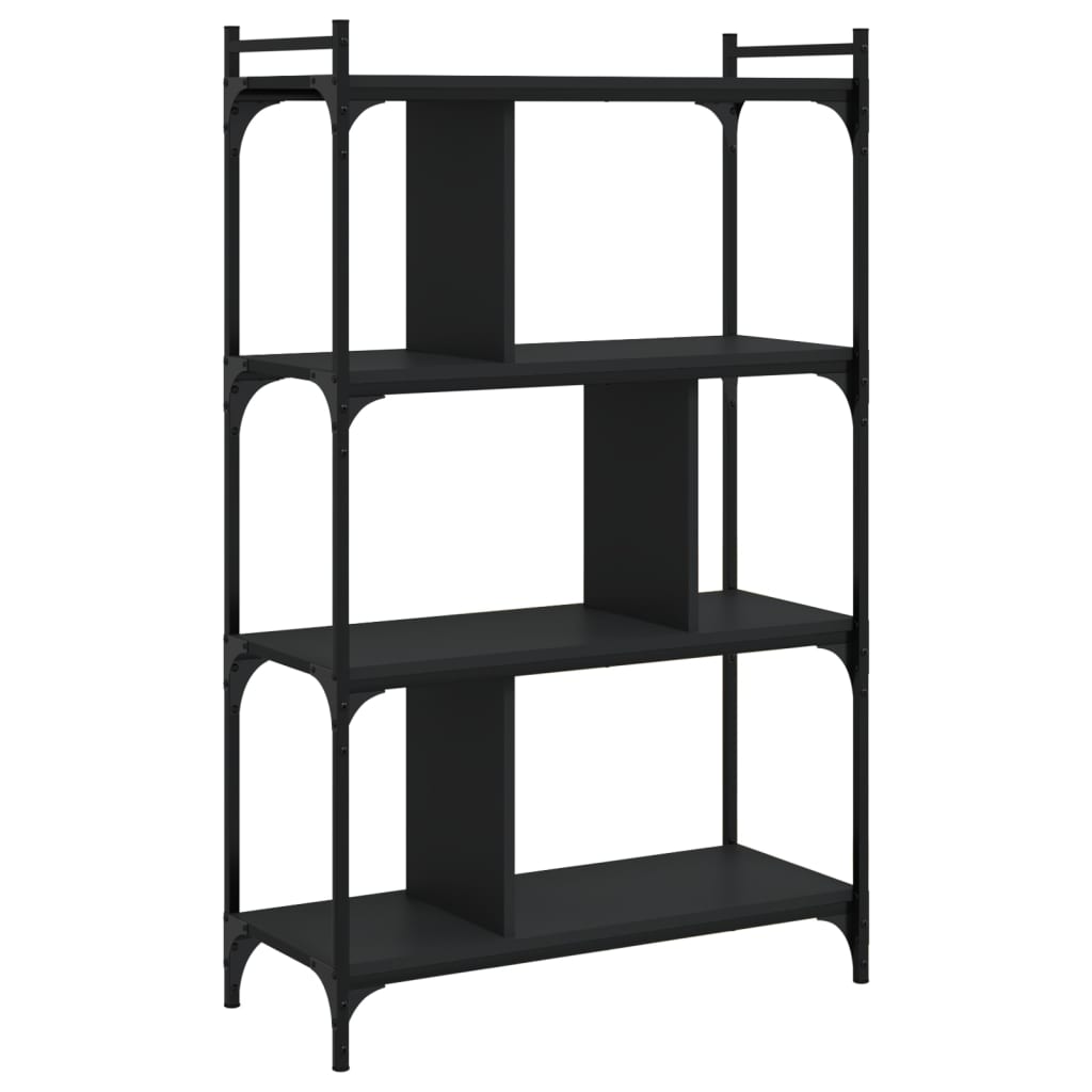 Bibliotecă cu 4 niveluri, negru, 76x32x123 cm, lemn prelucrat Lando - Lando