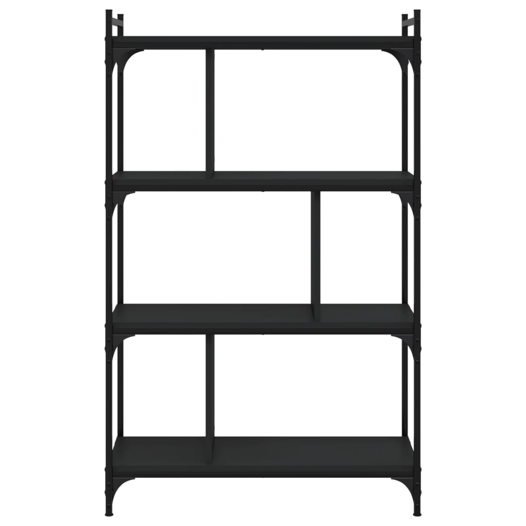 Bibliotecă cu 4 niveluri, negru, 76x32x123 cm, lemn prelucrat Lando - Lando