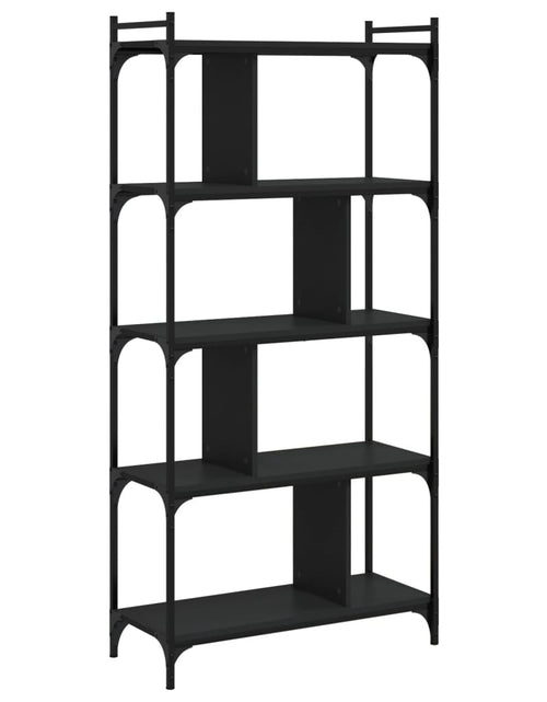 Загрузите изображение в средство просмотра галереи, Bibliotecă cu 5 niveluri, negru, 76x32x158 cm, lemn prelucrat Lando - Lando
