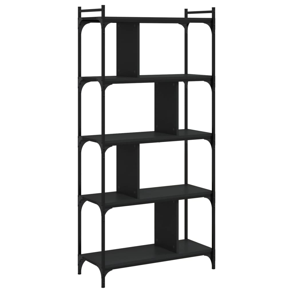 Bibliotecă cu 5 niveluri, negru, 76x32x158 cm, lemn prelucrat Lando - Lando